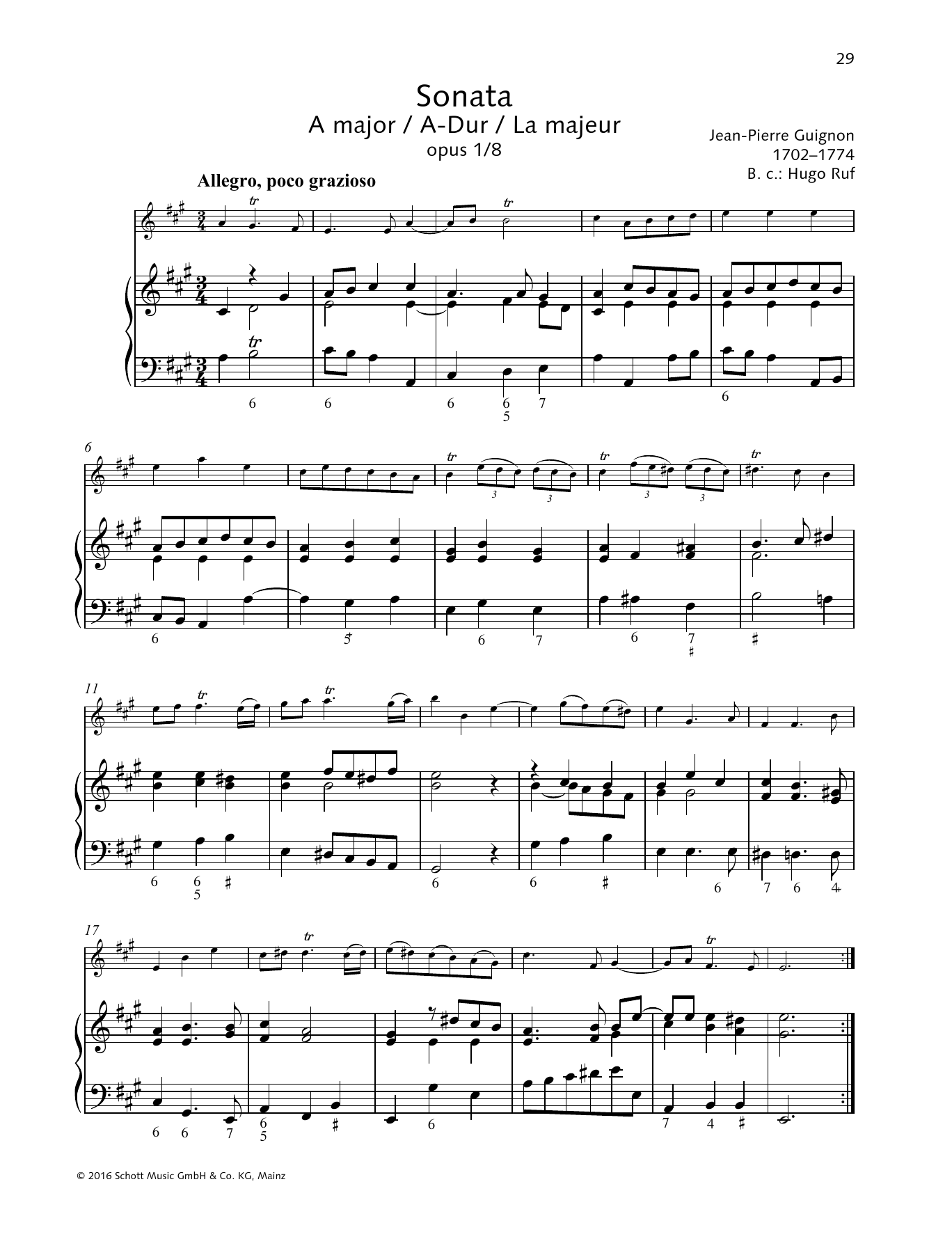 Sonata A Major sheet music