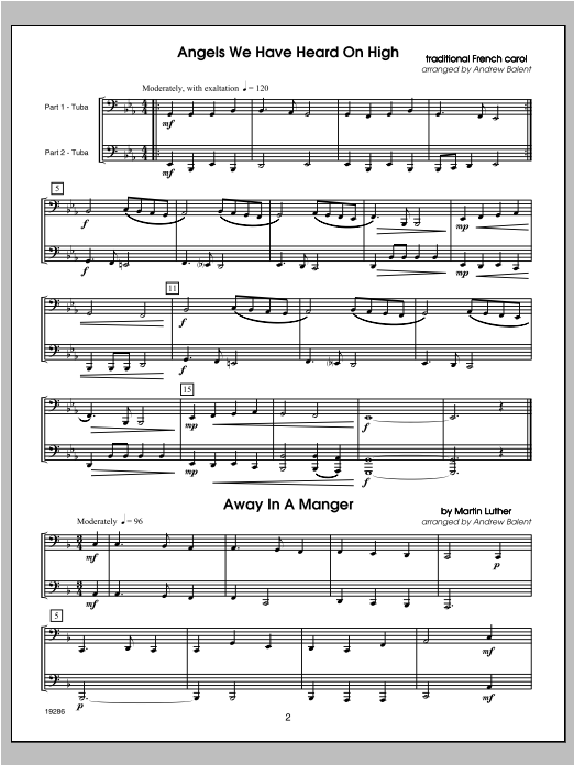 Preview Balent Christmas FlexDuets - Tuba Unclassified sheet music, notes and chords for Brass Ensemble, SKU: 124759 Christmas FlexDuets - Tuba sheet music