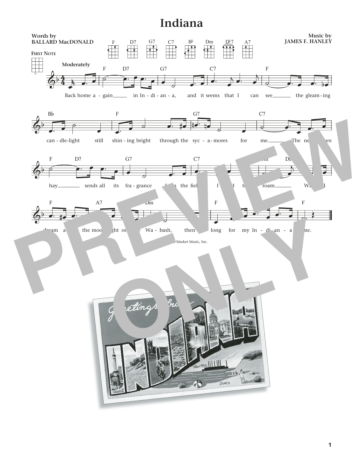 Ballard MacDonald Indiana (Back Home Again In Indiana) (from The Daily Ukulele) (arr. Liz and Jim Beloff) Sheet Music Notes & Chords for Ukulele - Download or Print PDF