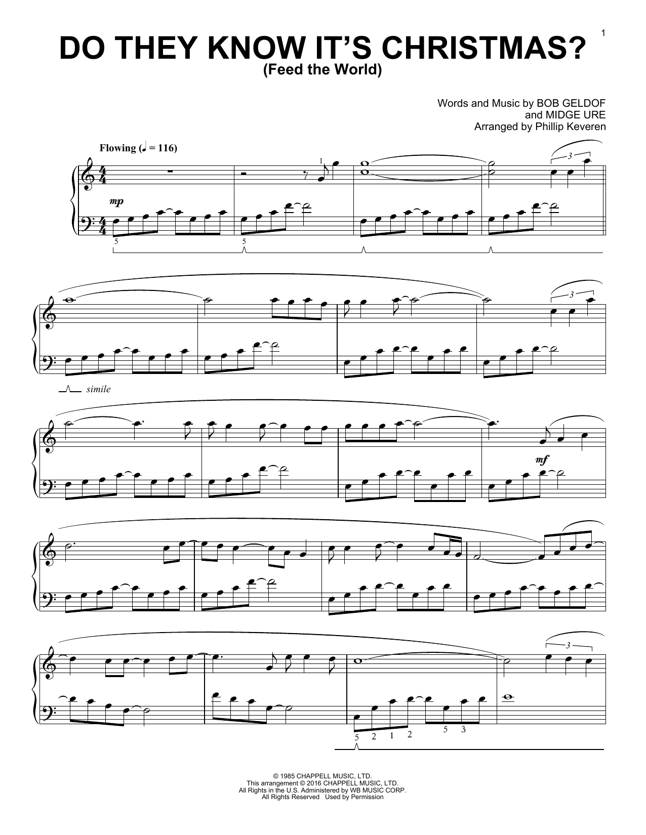 Phillip Keveren Do They Know It's Christmas? (Feed The World) Sheet Music Notes & Chords for Piano - Download or Print PDF