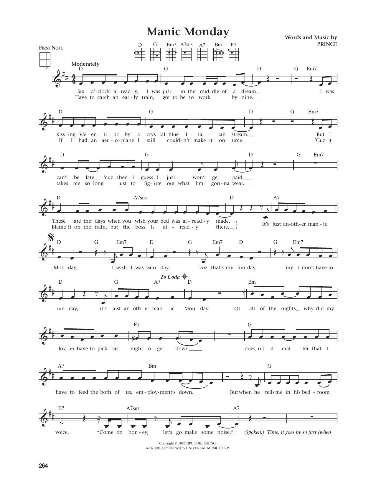 Bangles Manic Monday (from The Daily Ukulele) (arr. Jim Beloff) Sheet Music Notes & Chords for Ukulele - Download or Print PDF