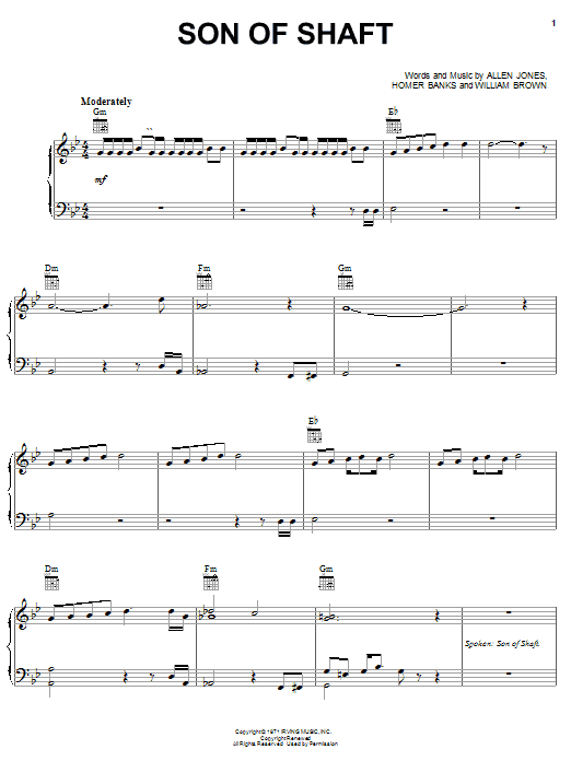 Bar-Kays Son Of Shaft sheet music notes and chords. Download Printable PDF.