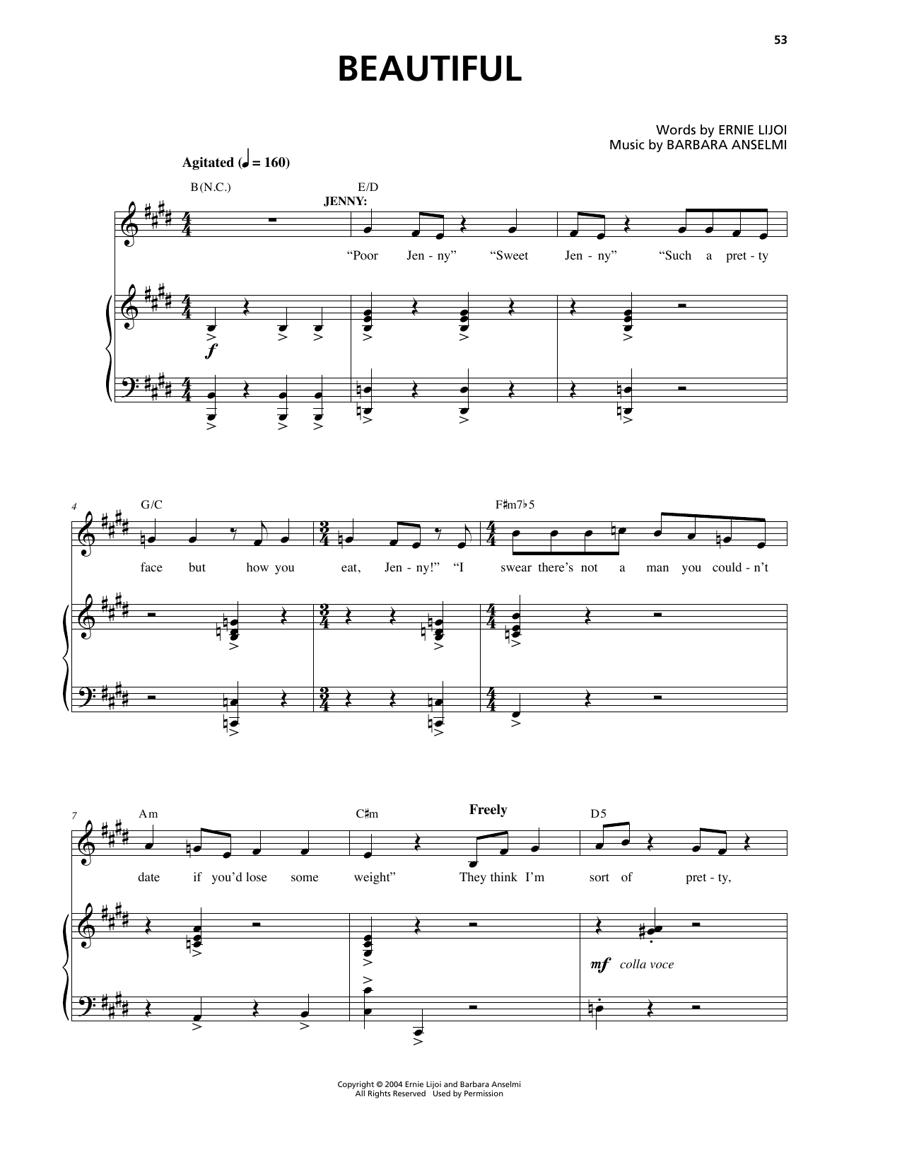 Barbara Anselmi & Ernie Lijoi Beautiful Sheet Music Notes & Chords for Piano & Vocal - Download or Print PDF