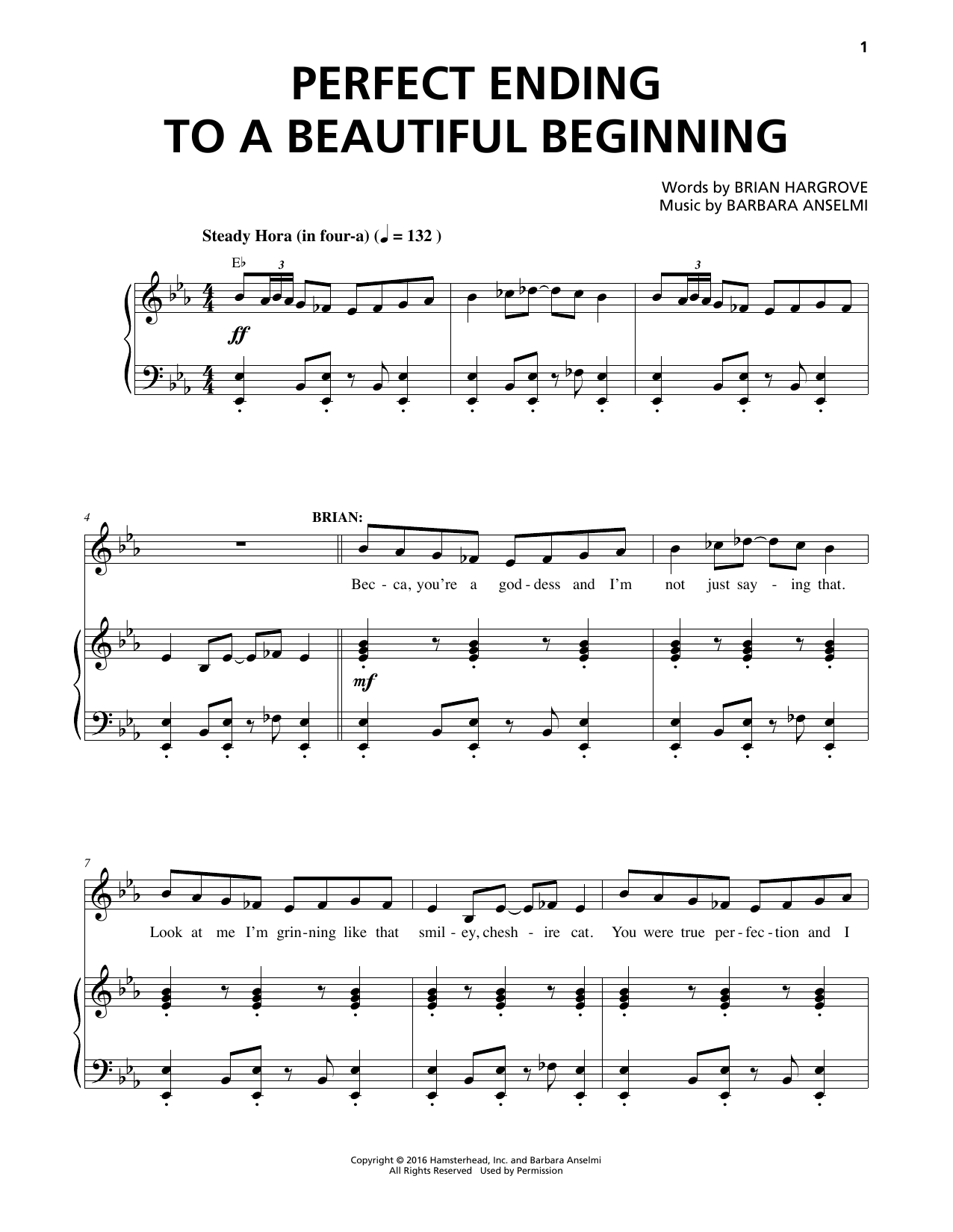 Barbara Anselmi and Brian Hargrove Perfect Ending To A Beautiful Beginning Sheet Music Notes & Chords for Piano & Vocal - Download or Print PDF