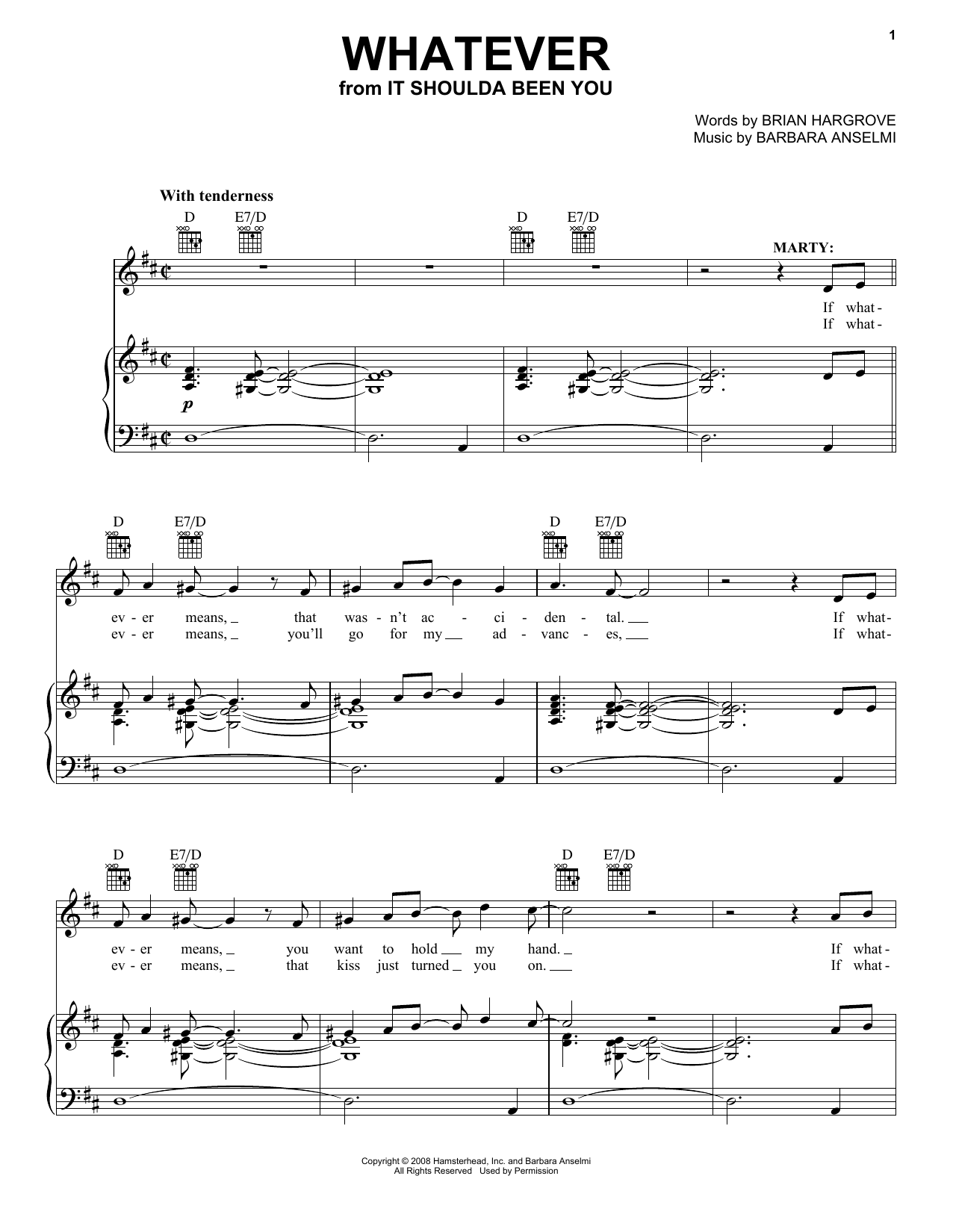 Barbara Anselmi Whatever sheet music notes and chords. Download Printable PDF.