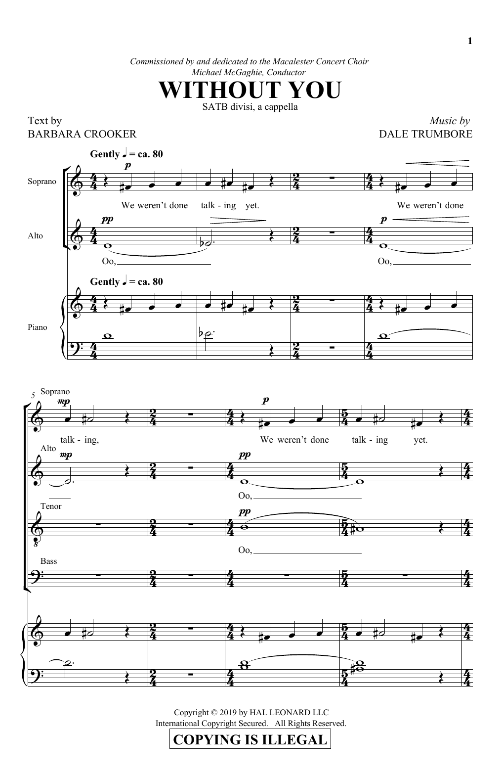 Barbara Crooker & Dale Trumbore Without You Sheet Music Notes & Chords for SATB Choir - Download or Print PDF