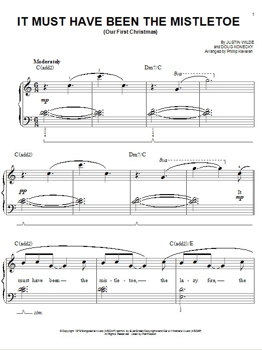 Barbara Mandrell It Must Have Been The Mistletoe (Our First Christmas) Sheet Music Notes & Chords for Easy Piano - Download or Print PDF