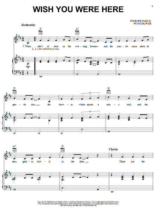Barbara Mandrell Wish You Were Here sheet music notes and chords. Download Printable PDF.