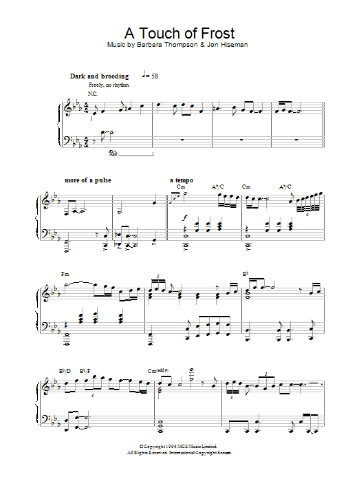 Barbara Thompson A Touch Of Frost Sheet Music Notes & Chords for Piano - Download or Print PDF