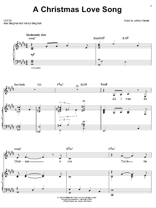 Barbra Streisand A Christmas Love Song Sheet Music Notes & Chords for Piano, Vocal & Guitar (Right-Hand Melody) - Download or Print PDF Barbra Streisand A Christmas Love Song Sheet Music Notes & Chords for Piano, Vocal & Guitar (Right-Hand Melody) - Download or Print PDF