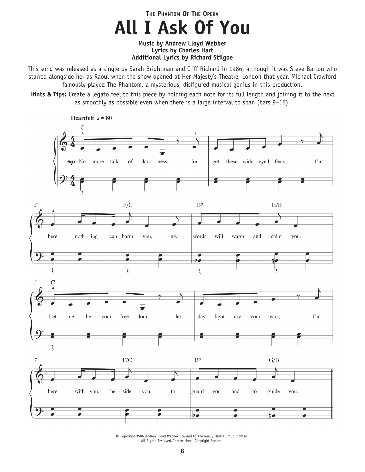 Barbra Streisand All I Ask Of You (from The Phantom Of The Opera) Sheet Music Notes & Chords for Really Easy Piano - Download or Print PDF Barbra Streisand All I Ask Of You (from The Phantom Of The Opera) Sheet Music Notes & Chords for Really Easy Piano - Download or Print PDF