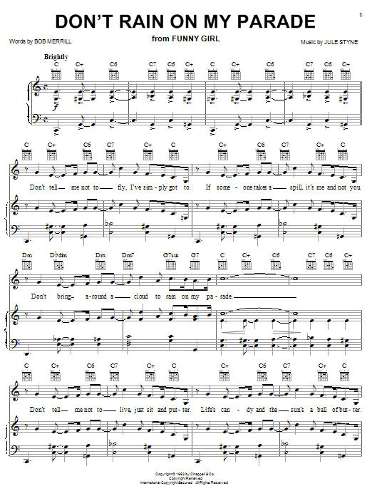 Jule Styne Don't Rain On My Parade Sheet Music Notes & Chords for Melody Line, Lyrics & Chords - Download or Print PDF