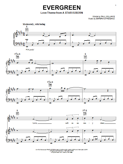 Barbra Streisand Evergreen (Love Theme from A Star Is Born) Sheet Music Notes & Chords for Lead Sheet / Fake Book - Download or Print PDF