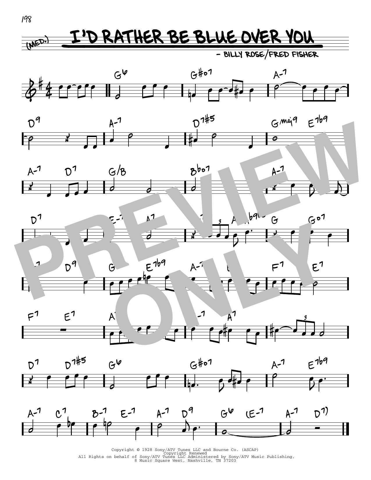 Barbra Streisand I'd Rather Be Blue Over You (from Funny Girl) Sheet Music Notes & Chords for Real Book – Melody & Chords - Download or Print PDF