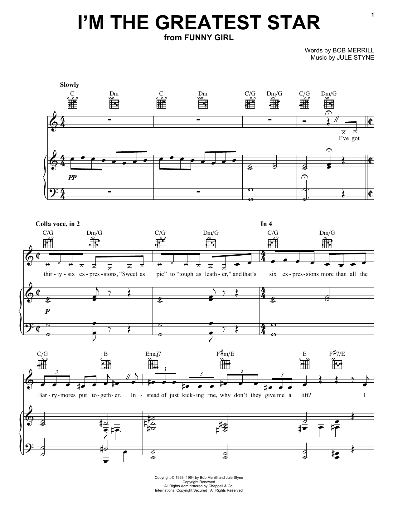 Barbra Streisand I'm The Greatest Star (from Funny Girl) Sheet Music Notes & Chords for Easy Piano - Download or Print PDF