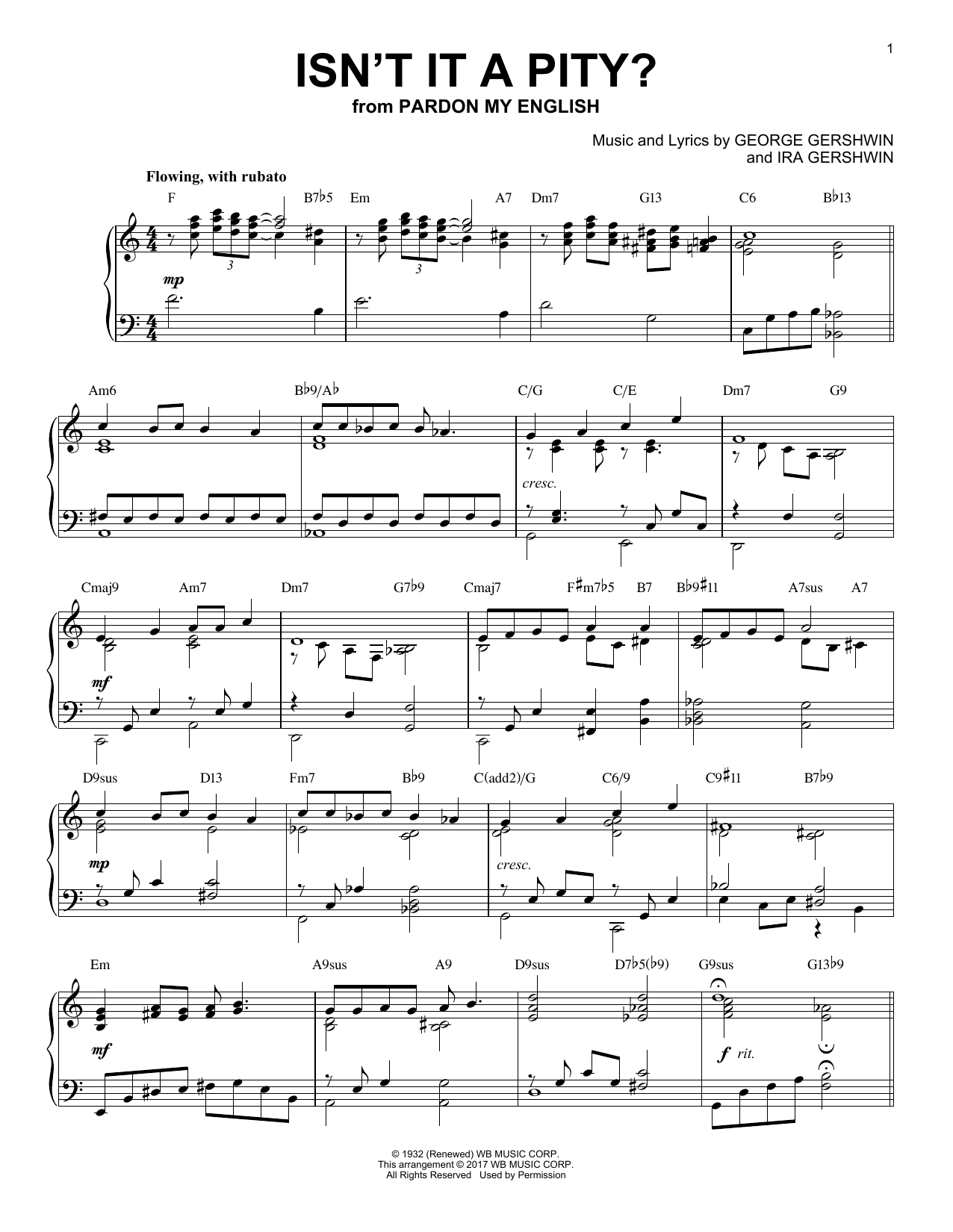 Barbra Streisand Isn't It A Pity? [Jazz version] Sheet Music Notes & Chords for Piano - Download or Print PDF