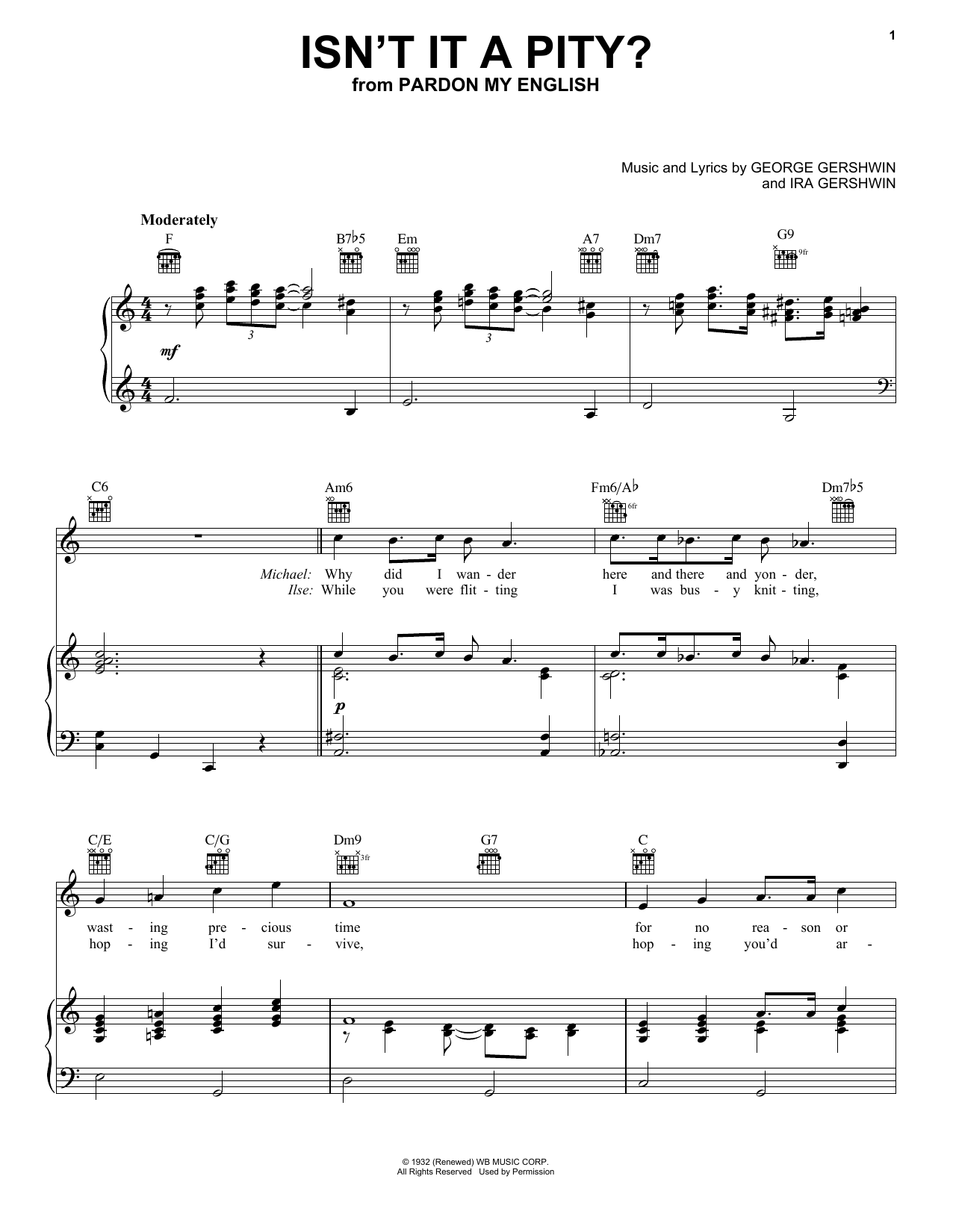 Barbra Streisand Isn't It A Pity? Sheet Music Notes & Chords for Big Note Piano - Download or Print PDF