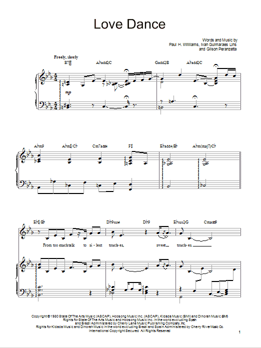 Barbra Streisand Love Dance Sheet Music Notes & Chords for Piano, Vocal & Guitar (Right-Hand Melody) - Download or Print PDF