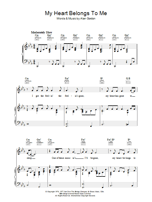 Barbra Streisand My Heart Belongs To Me Sheet Music Notes & Chords for Piano, Vocal & Guitar (Right-Hand Melody) - Download or Print PDF