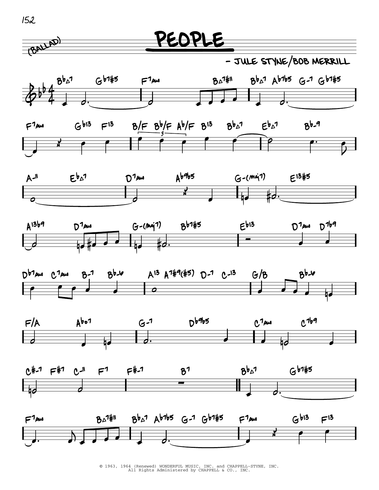 Barbra Streisand People (arr. David Hazeltine) Sheet Music Notes & Chords for Real Book – Enhanced Chords - Download or Print PDF