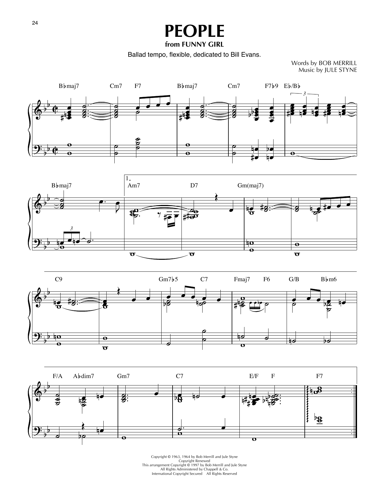 Barbra Streisand People (arr. Thomas Coppola) Sheet Music Notes & Chords for Piano Solo - Download or Print PDF