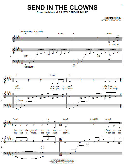 Barbra Streisand Send In The Clowns Sheet Music Notes & Chords for Piano, Vocal & Guitar (Right-Hand Melody) - Download or Print PDF
