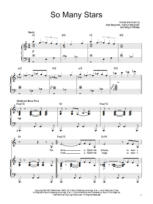 Barbra Streisand So Many Stars Sheet Music Notes & Chords for Piano, Vocal & Guitar (Right-Hand Melody) - Download or Print PDF