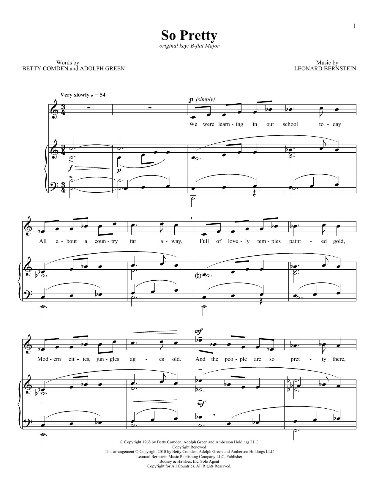 Barbra Streisand So Pretty Sheet Music Notes & Chords for Piano & Vocal - Download or Print PDF