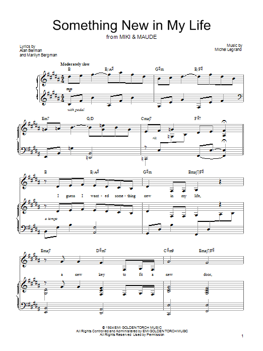 Barbra Streisand Something New In My Life Sheet Music Notes & Chords for Piano, Vocal & Guitar Chords (Right-Hand Melody) - Download or Print PDF