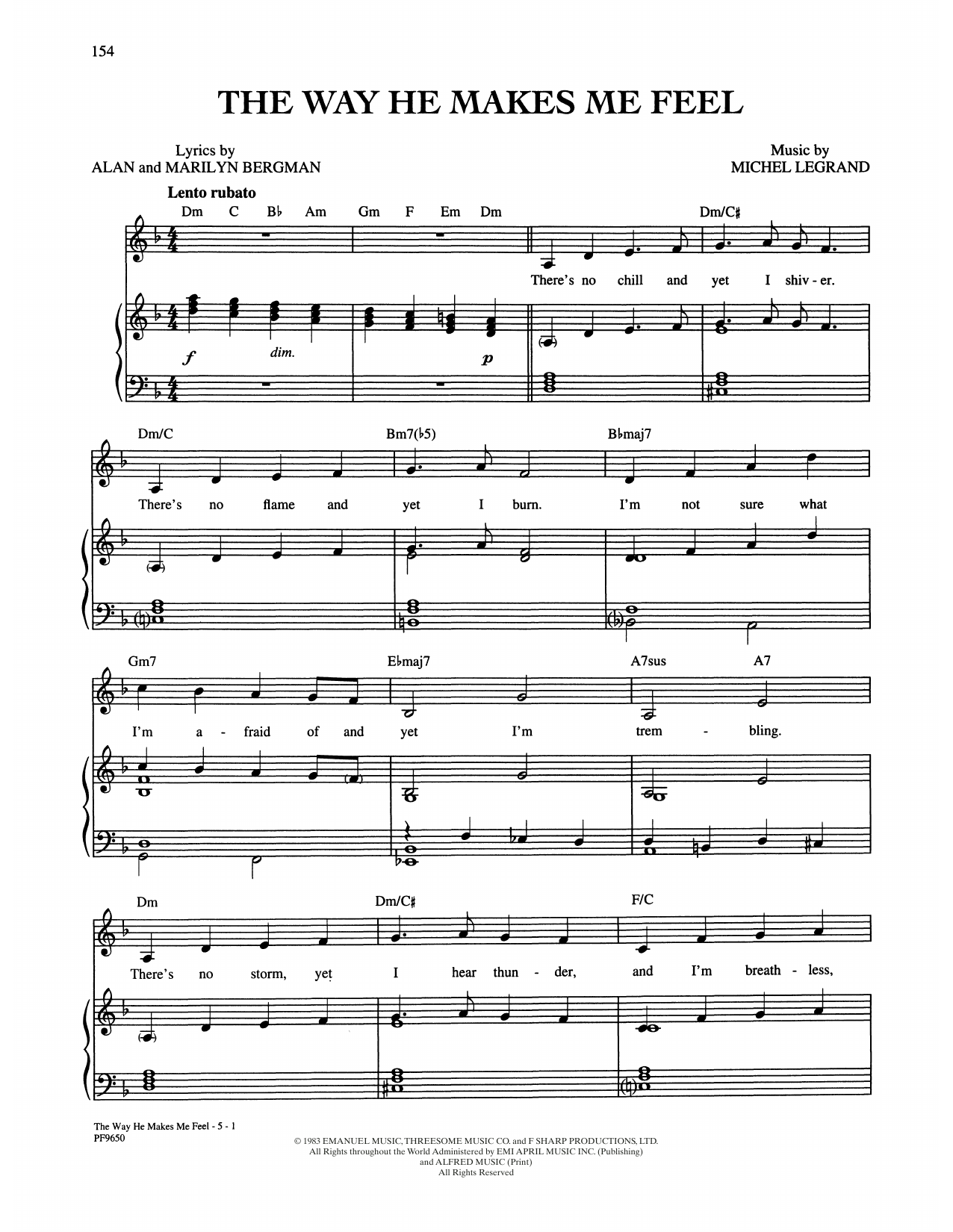 Barbra Streisand The Way He Makes Me Feel (from Yentl) Sheet Music Notes & Chords for Piano, Vocal & Guitar Chords (Right-Hand Melody) - Download or Print PDF
