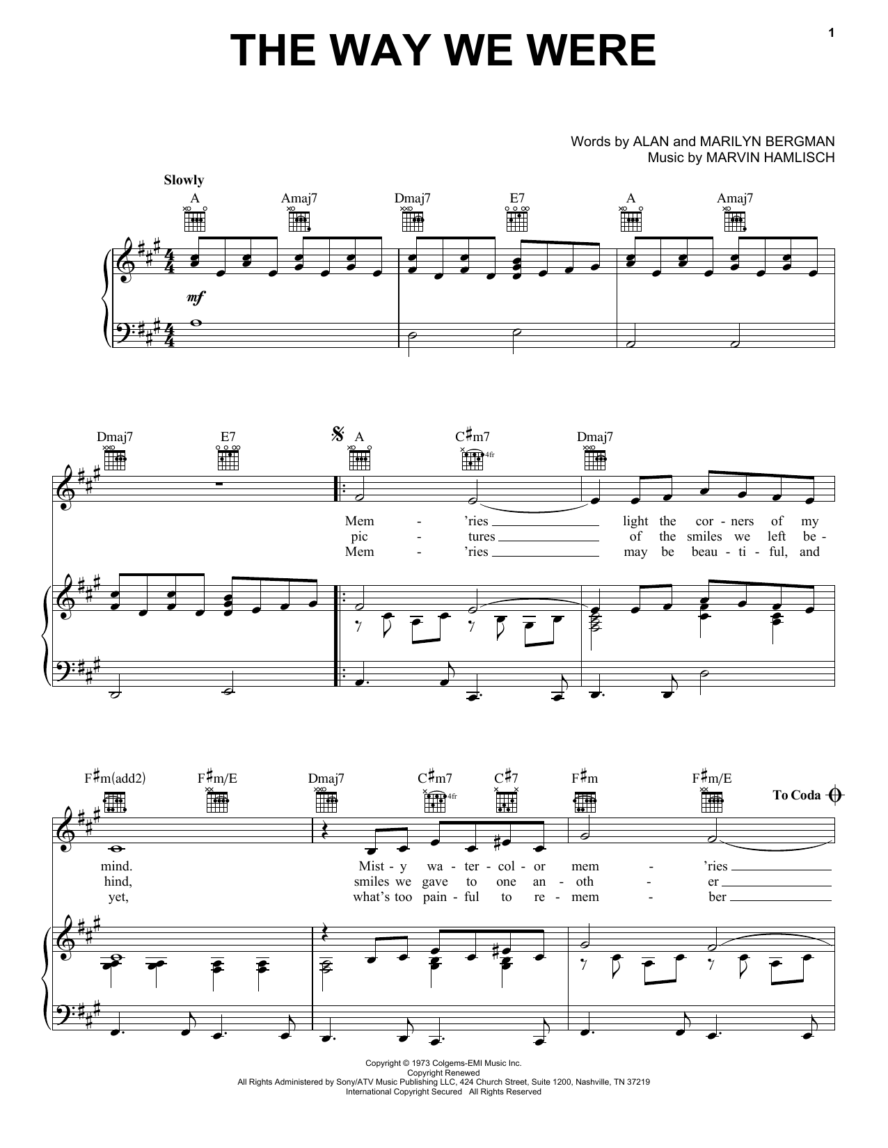 Barbra Streisand The Way We Were Sheet Music Notes & Chords for French Horn - Download or Print PDF