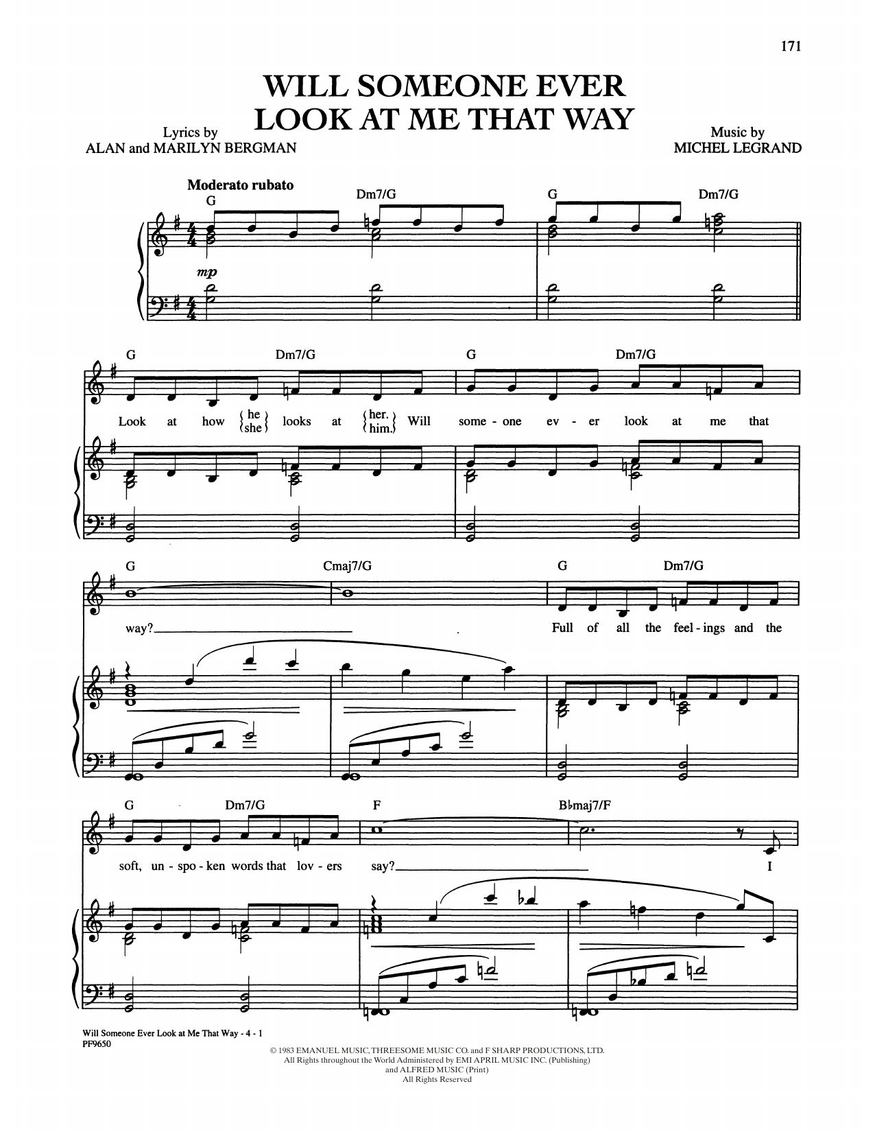 Barbra Streisand Will Someone Ever Look At Me That Way? (from Yentl) Sheet Music Notes & Chords for Piano, Vocal & Guitar Chords (Right-Hand Melody) - Download or Print PDF