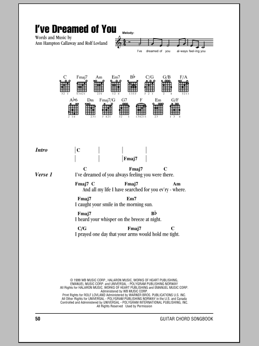 Preview Barbra Streisand I've Dreamed Of You Jazz sheet music, notes and chords for Lyrics & Chords, SKU: 82185 I've Dreamed Of You sheet music