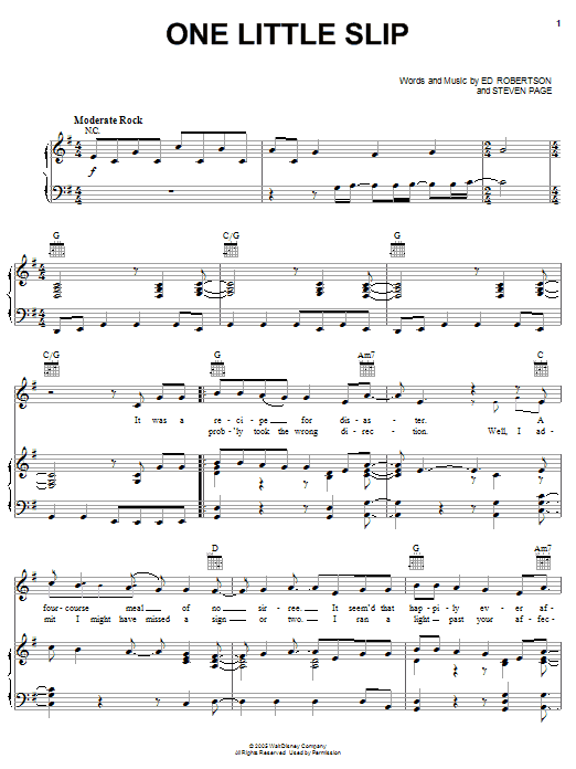 Barenaked Ladies One Little Slip Sheet Music Notes & Chords for Piano, Vocal & Guitar (Right-Hand Melody) - Download or Print PDF Barenaked Ladies One Little Slip Sheet Music Notes & Chords for Piano, Vocal & Guitar (Right-Hand Melody) - Download or Print PDF