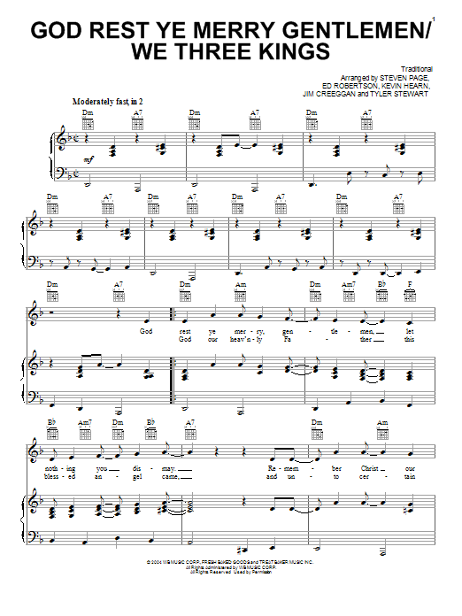 Barenaked Ladies God Rest Ye Merry Gentlemen We Three Kings Sheet Music Download Pdf Score 150011