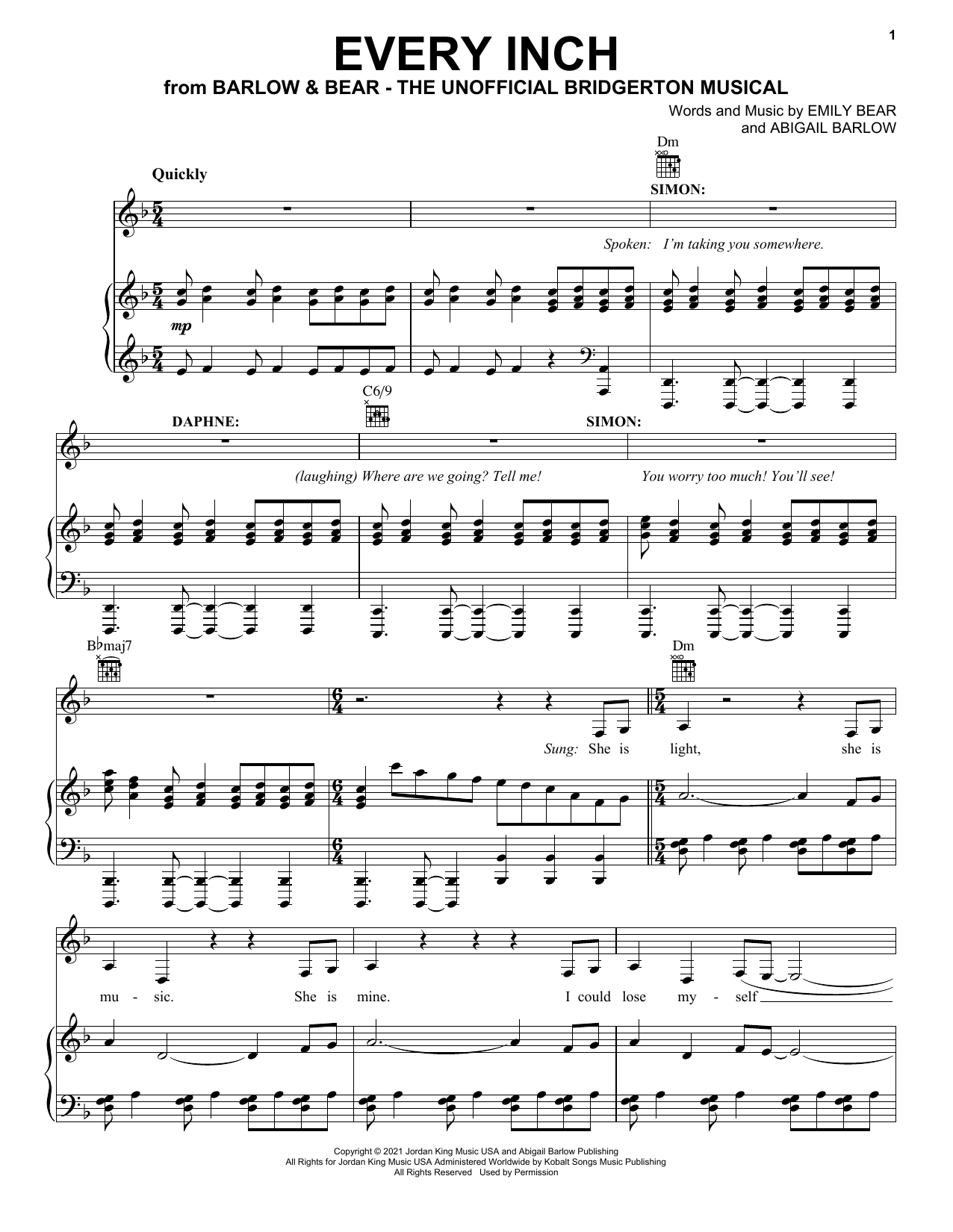 Barlow & Bear Every Inch (from The Unofficial Bridgerton Musical) Sheet Music Notes & Chords for Easy Piano - Download or Print PDF