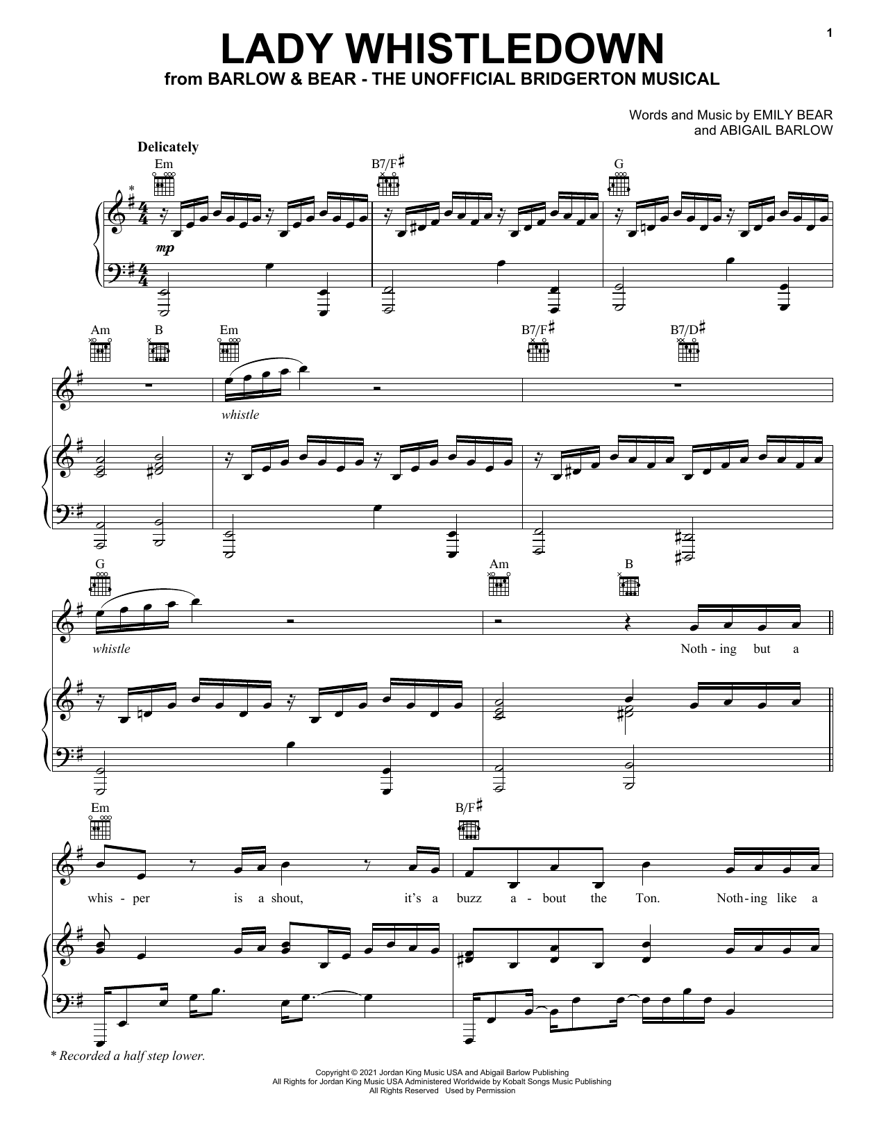 Barlow & Bear Lady Whistledown (from The Unofficial Bridgerton Musical) Sheet Music Notes & Chords for Piano, Vocal & Guitar Chords (Right-Hand Melody) - Download or Print PDF