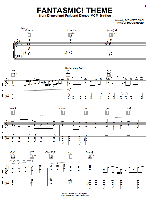 Barnette Ricci Fantasmic! Sheet Music Notes & Chords for Piano, Vocal & Guitar (Right-Hand Melody) - Download or Print PDF