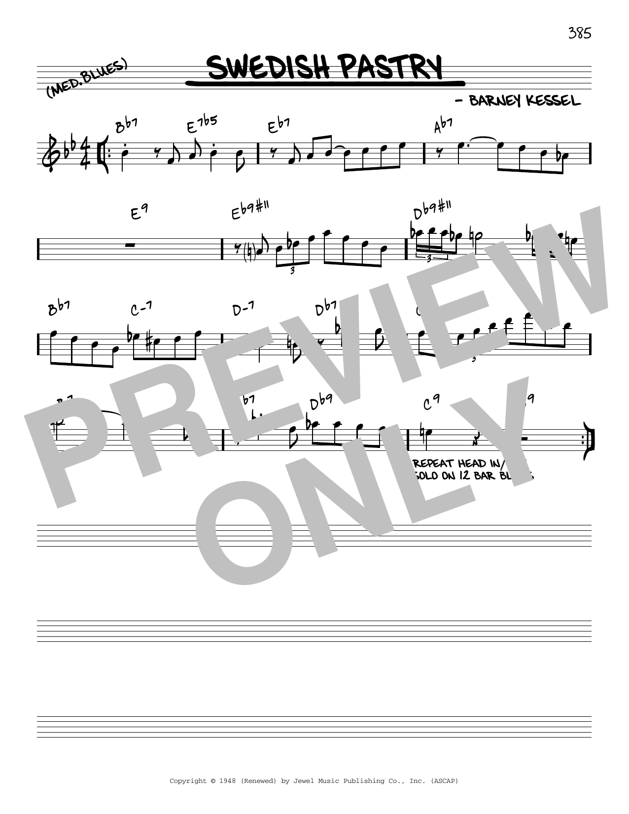 Barney Kessel Swedish Pastry [Reharmonized version] (arr. Jack Grassel) Sheet Music Notes & Chords for Real Book – Melody & Chords - Download or Print PDF