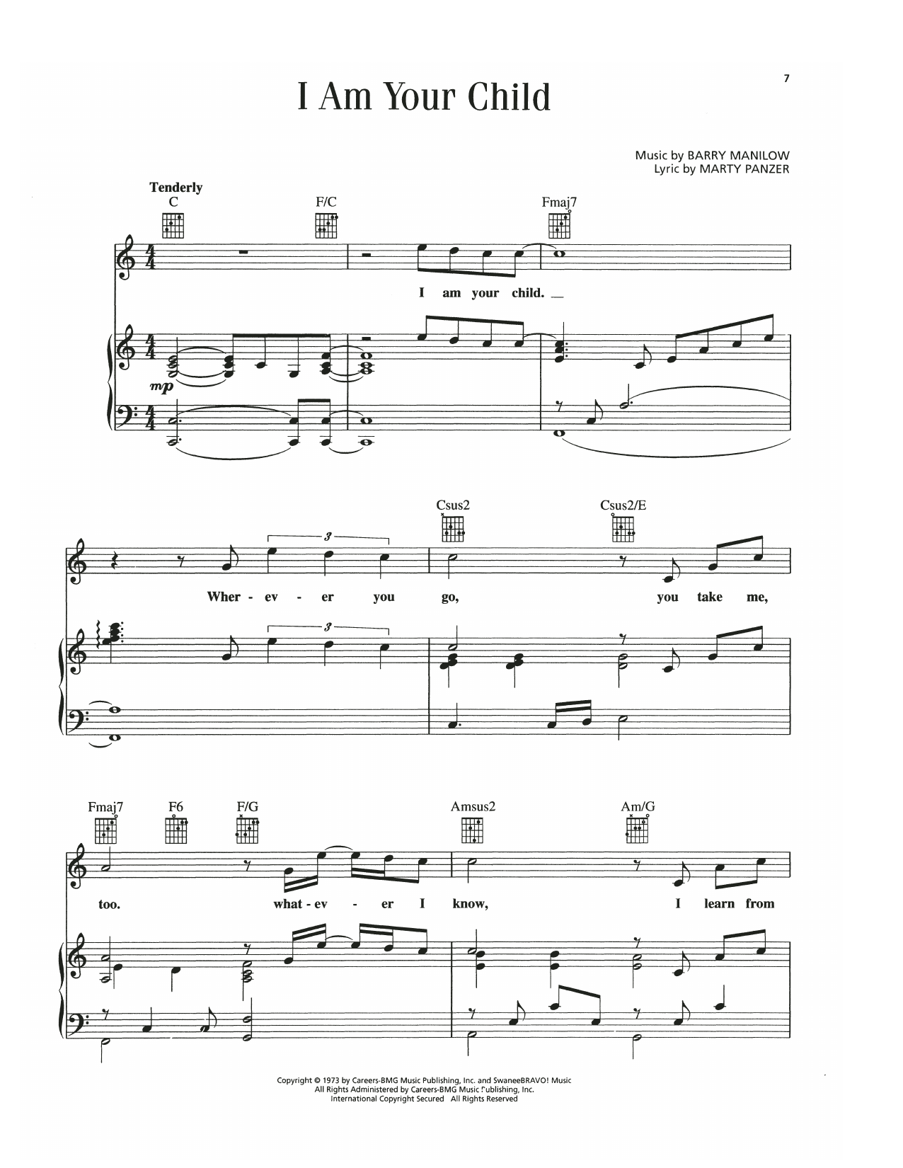 Barry Manilow I Am Your Child Sheet Music Notes & Chords for Piano, Vocal & Guitar Chords (Right-Hand Melody) - Download or Print PDF