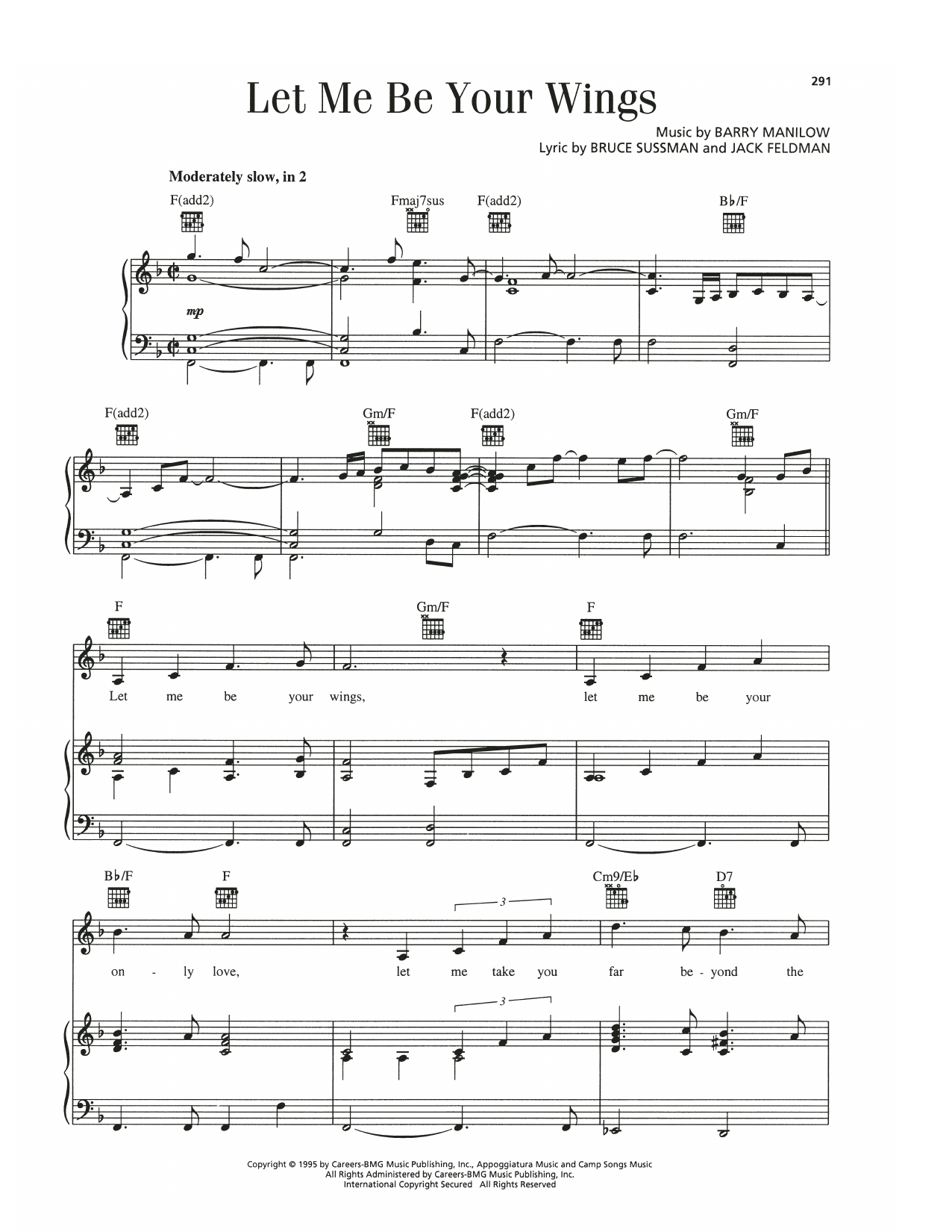 Barry Manilow Let Me Be Your Wings (from Thumbelina) Sheet Music Notes & Chords for Piano, Vocal & Guitar Chords (Right-Hand Melody) - Download or Print PDF