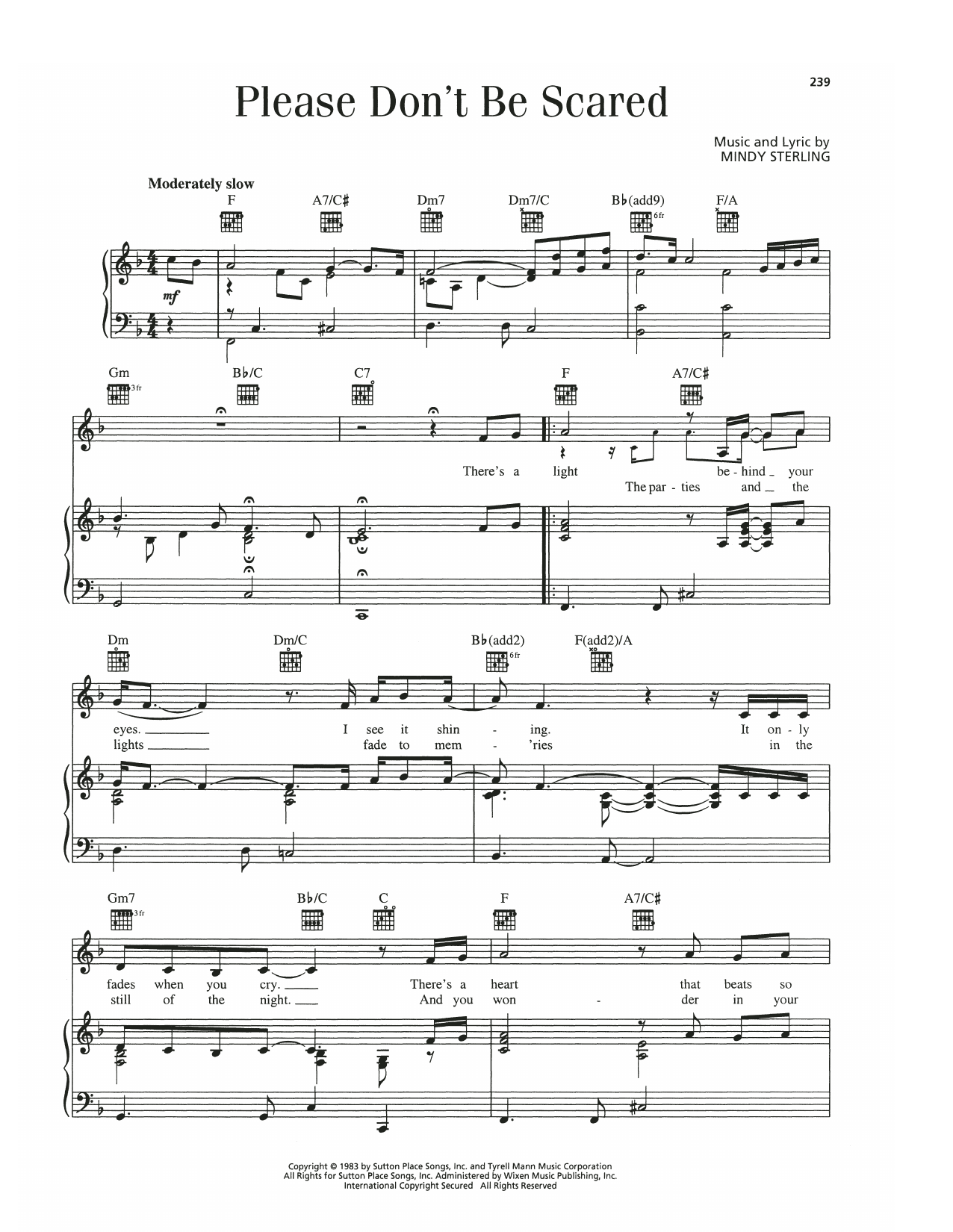 Barry Manilow Please Don't Be Scared Sheet Music Notes & Chords for Piano, Vocal & Guitar Chords (Right-Hand Melody) - Download or Print PDF