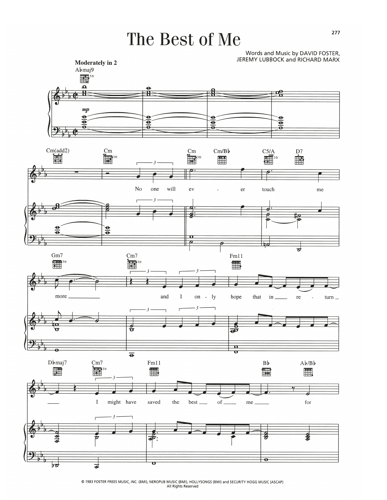 Barry Manilow The Best Of Me Sheet Music Notes & Chords for Piano, Vocal & Guitar Chords (Right-Hand Melody) - Download or Print PDF