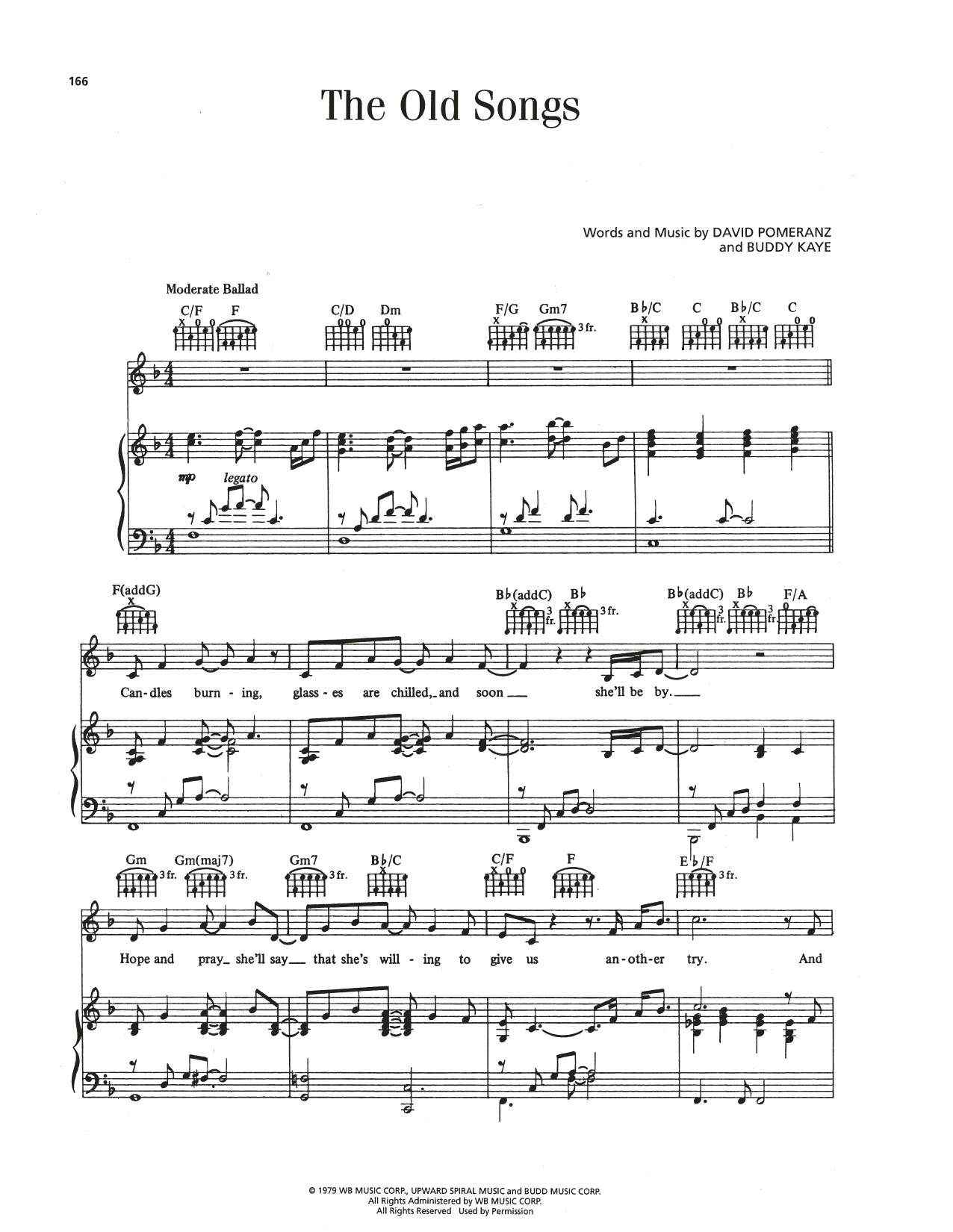 Barry Manilow The Old Songs Sheet Music Notes & Chords for Piano, Vocal & Guitar Chords (Right-Hand Melody) - Download or Print PDF