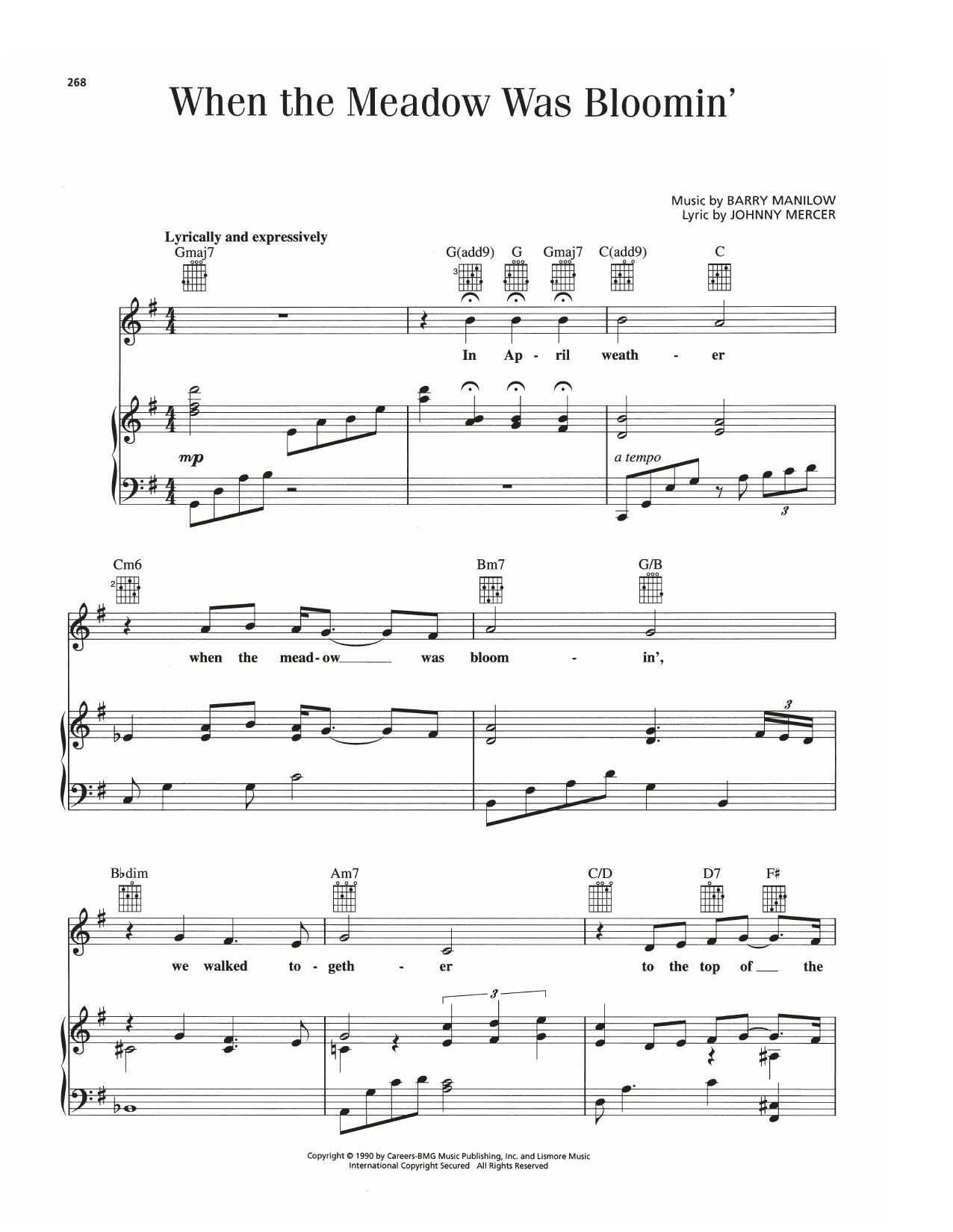 Barry Manilow When The Meadow Was Bloomin' Sheet Music Notes & Chords for Piano, Vocal & Guitar Chords (Right-Hand Melody) - Download or Print PDF