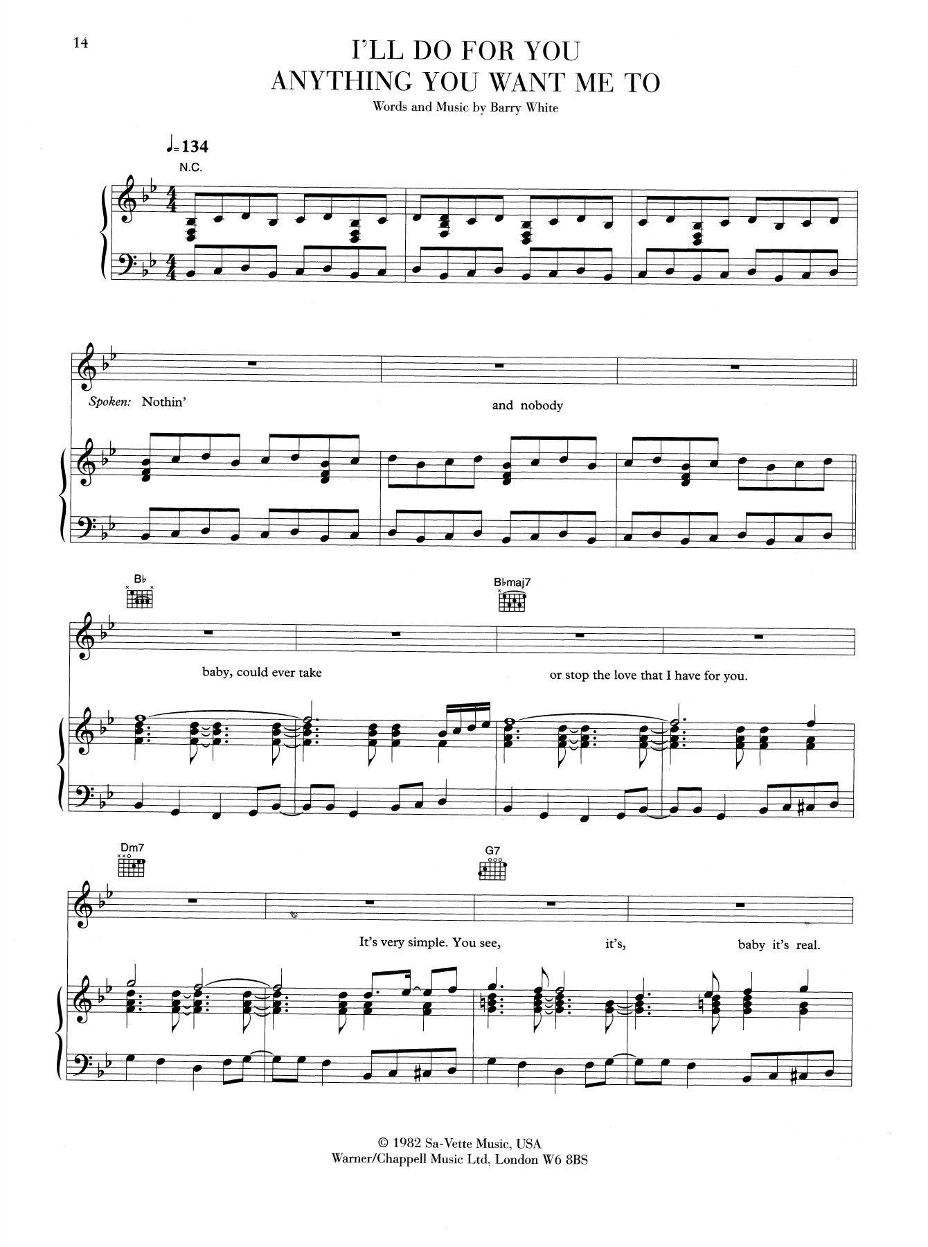 Barry White I'll Do Anything You Want Me To Sheet Music Notes & Chords for Piano, Vocal & Guitar (Right-Hand Melody) - Download or Print PDF