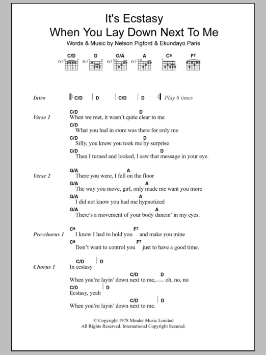 Barry White It's Ecstasy When You Lay Down Next To Me Sheet Music Notes & Chords for Lyrics & Chords - Download or Print PDF