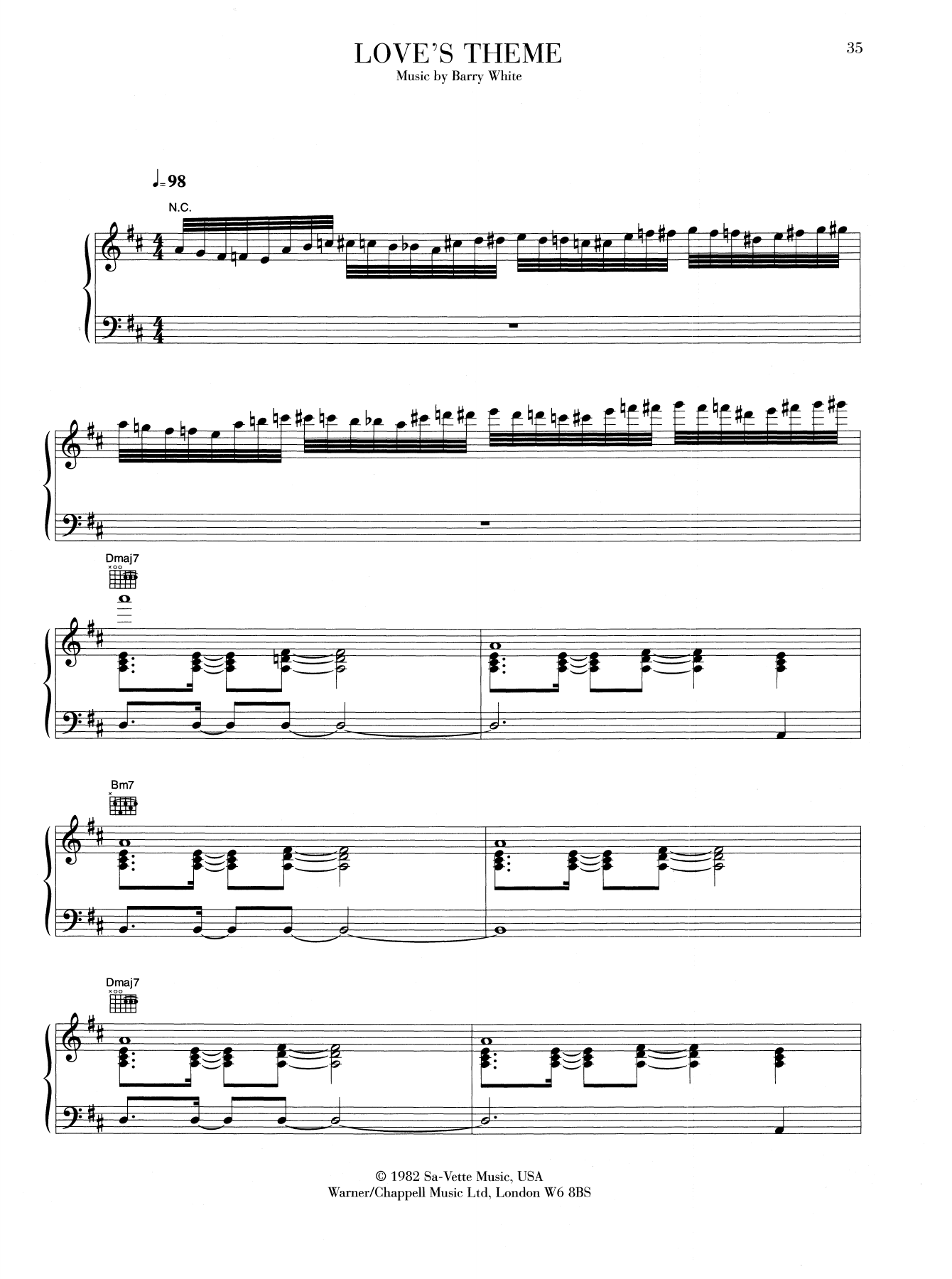Barry White Love's Theme Sheet Music Notes & Chords for Piano, Vocal & Guitar (Right-Hand Melody) - Download or Print PDF