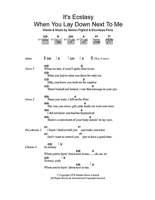 Barry White It's Ecstasy When You Lay Down Next To Me Sheet Music Notes & Chords for Lyrics & Chords - Download or Print PDF