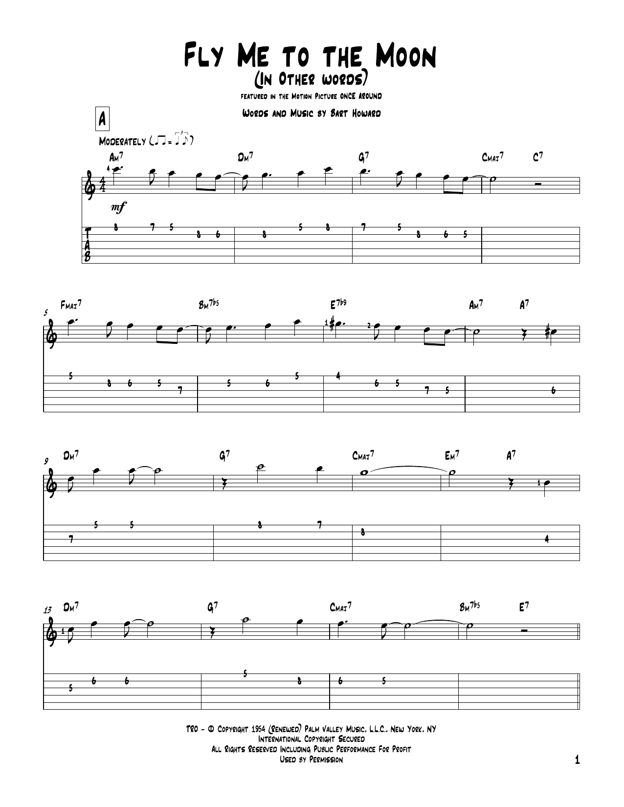Bart Howard Fly Me To The Moon (In Other Words) Sheet Music Notes & Chords for Banjo - Download or Print PDF